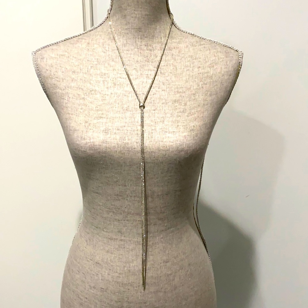 Long crystal dainty necklace